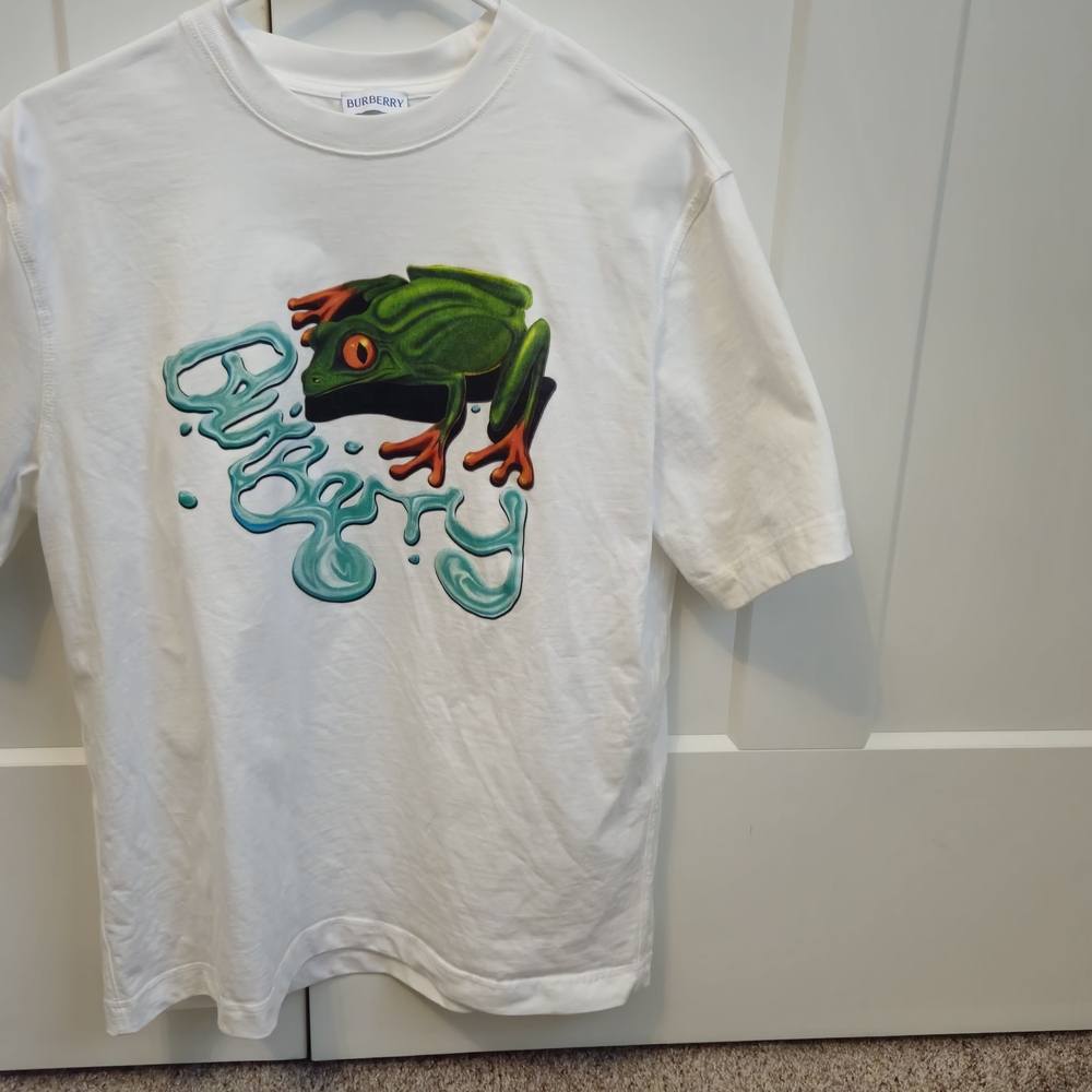 Burberry White Frog Graphic T-Shirt